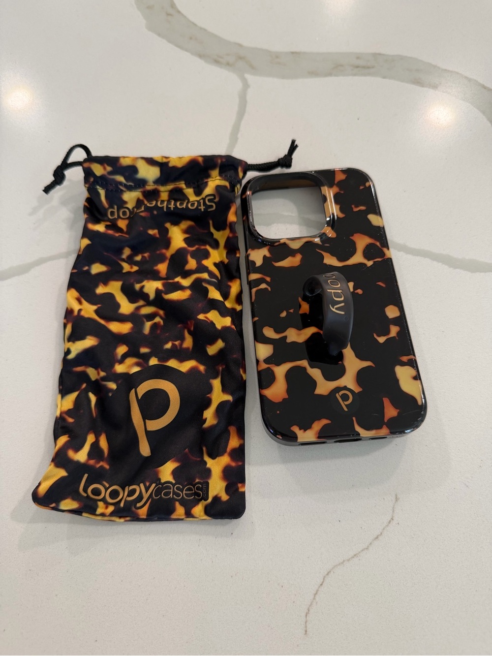 Loopy Case Tortoise Shell Grip Phone Case - Black & Brown